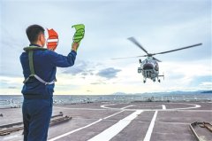 海军某支队开展舰机协同训练