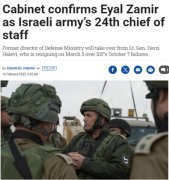外媒：以色列内阁投票确认扎米尔为下任以军总